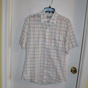 Vintage Men's Wedgefield Dress shirt - White with Red and Gray Stripes